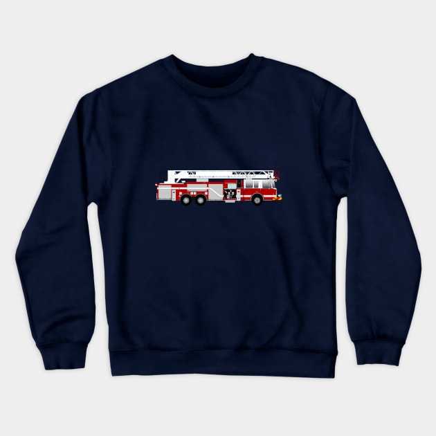 Red and White Fire Truck - Ladder Crewneck Sweatshirt by BassFishin